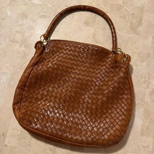 Bottega Veneta Vintage Cognac Intrecciato Shoulder Tote Bag